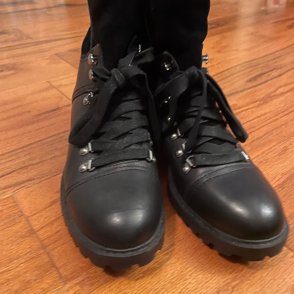Frye & Co Anise Fold Over Black Leather Hiker Boots Women’s Size 10 - Picture 6 of 6